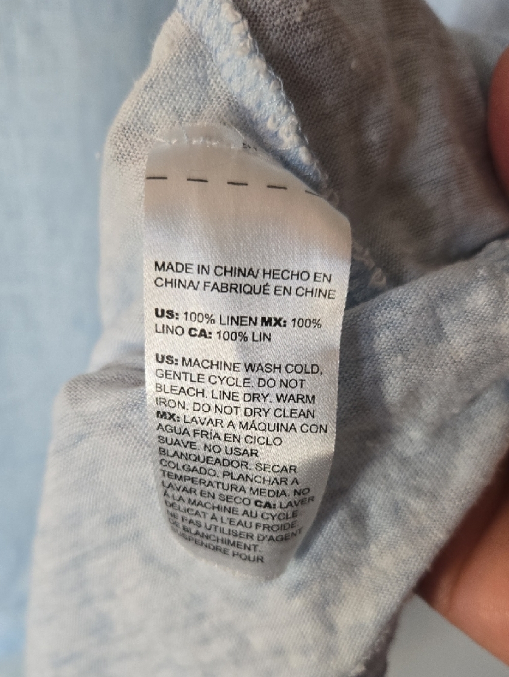Chico's Sky Blue‎ V-Neck Linen Tunic Lightweight Hi Low Size 4 - Picture 5 of 5